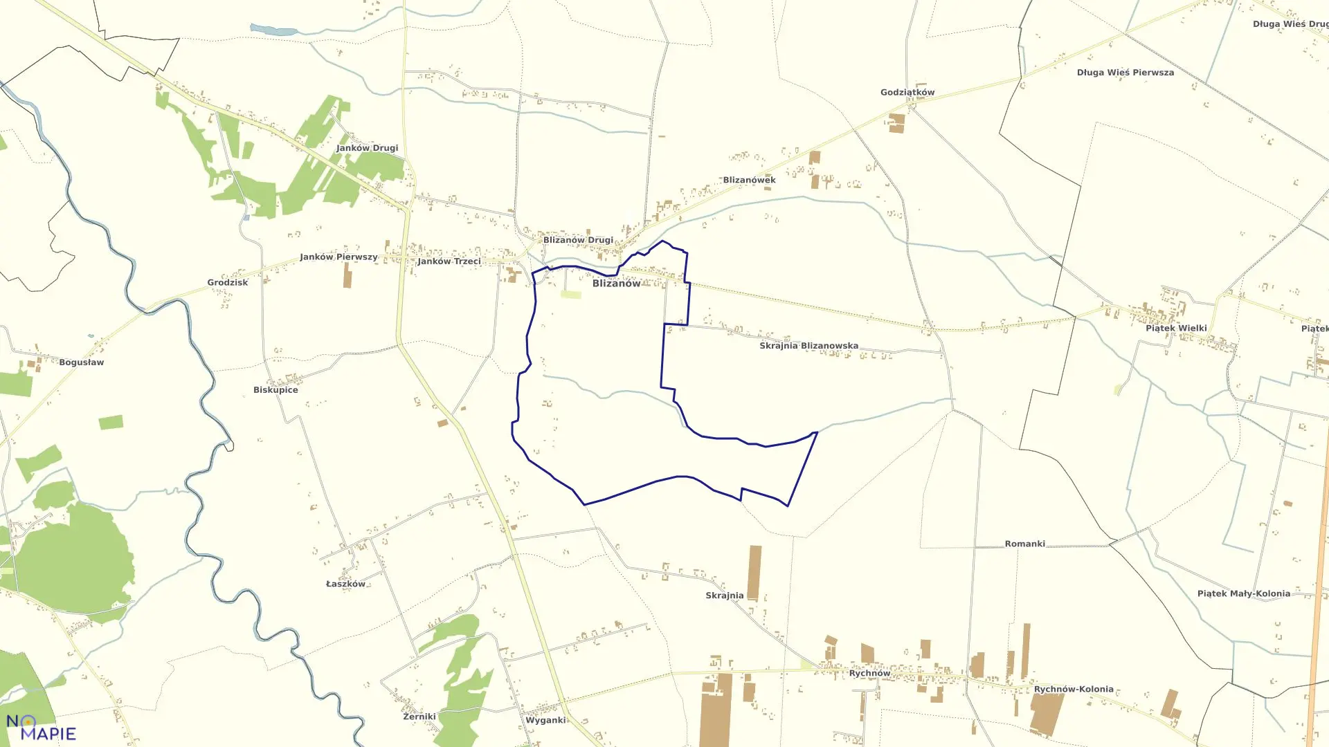 Mapa obrębu BLIZANÓW w gminie Blizanów