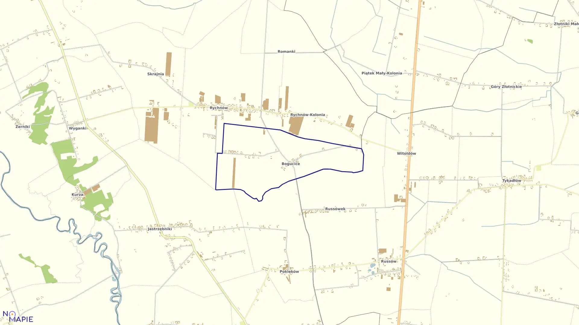 Mapa obrębu BOGUCICE w gminie Blizanów