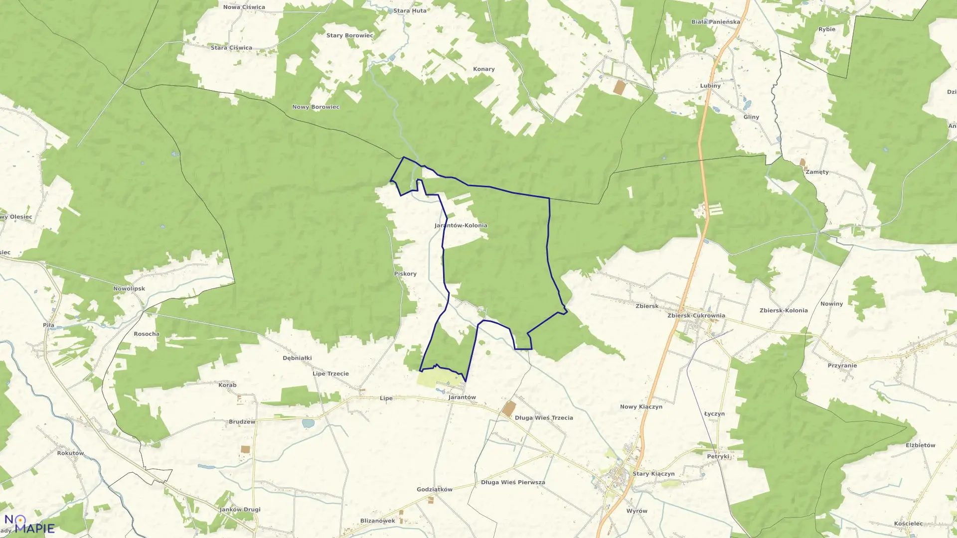 Mapa obrębu JARANTÓW KOLONIA w gminie Blizanów