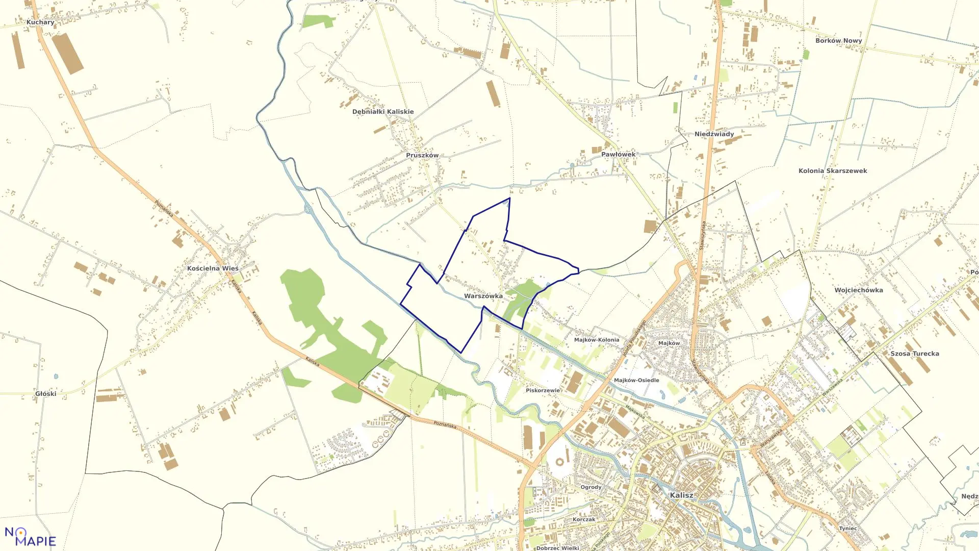 Mapa obrębu WARSZÓWKA w gminie Blizanów